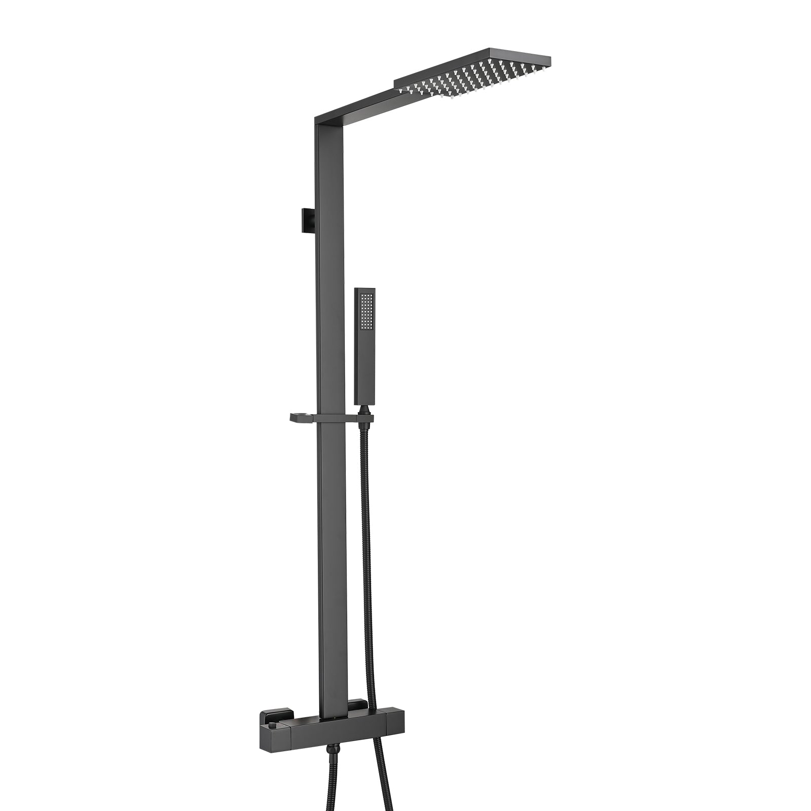 Matte Black Wall Mounted Shower Combo Set With Shower Head And Handheld Shower Matte Black Brass