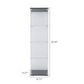 4 Shelves Glass Cabinet Glass Display Cabinet With One Door, Black Black Glass