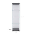 4 Shelves Glass Cabinet Glass Display Cabinet With One Door, Black Black Glass