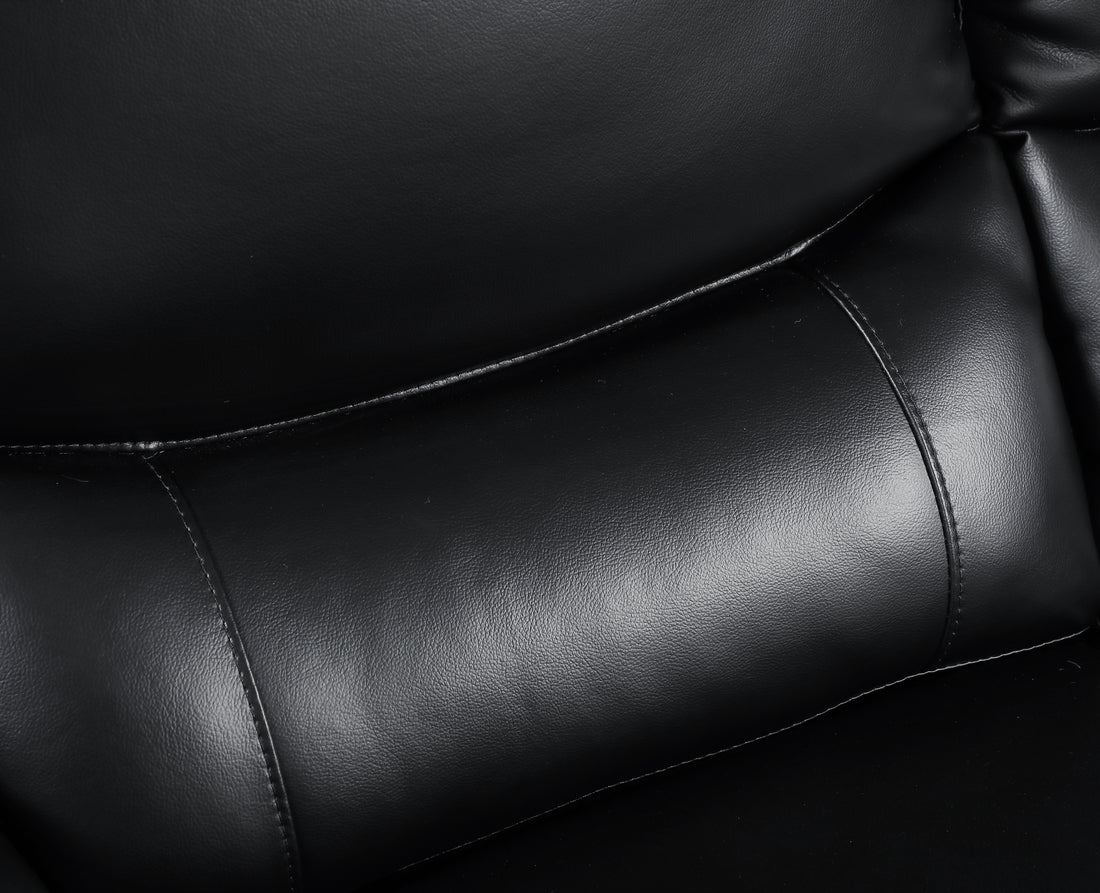 Genuine Leather Loveseat Black Foam Leather