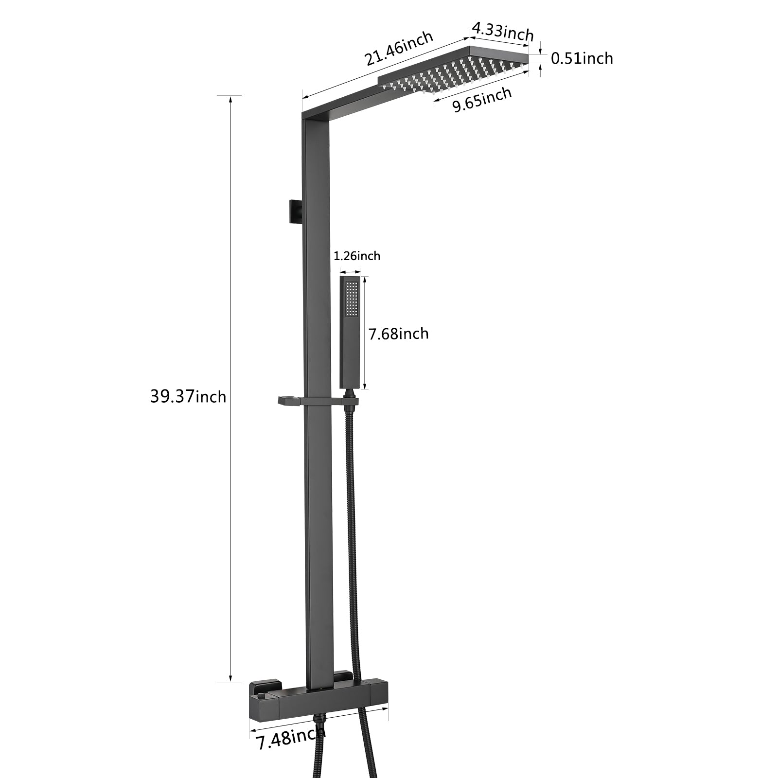 Matte Black Wall Mounted Shower Combo Set With Shower Head And Handheld Shower Matte Black Brass