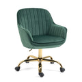 360 Green Velvet Swivel Chair With High Back, Adjustable Working Chair With Golden Color Base Green Velvet