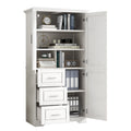 Tall and Wide Storage Cabinet with Doors for Bathroom white-mdf