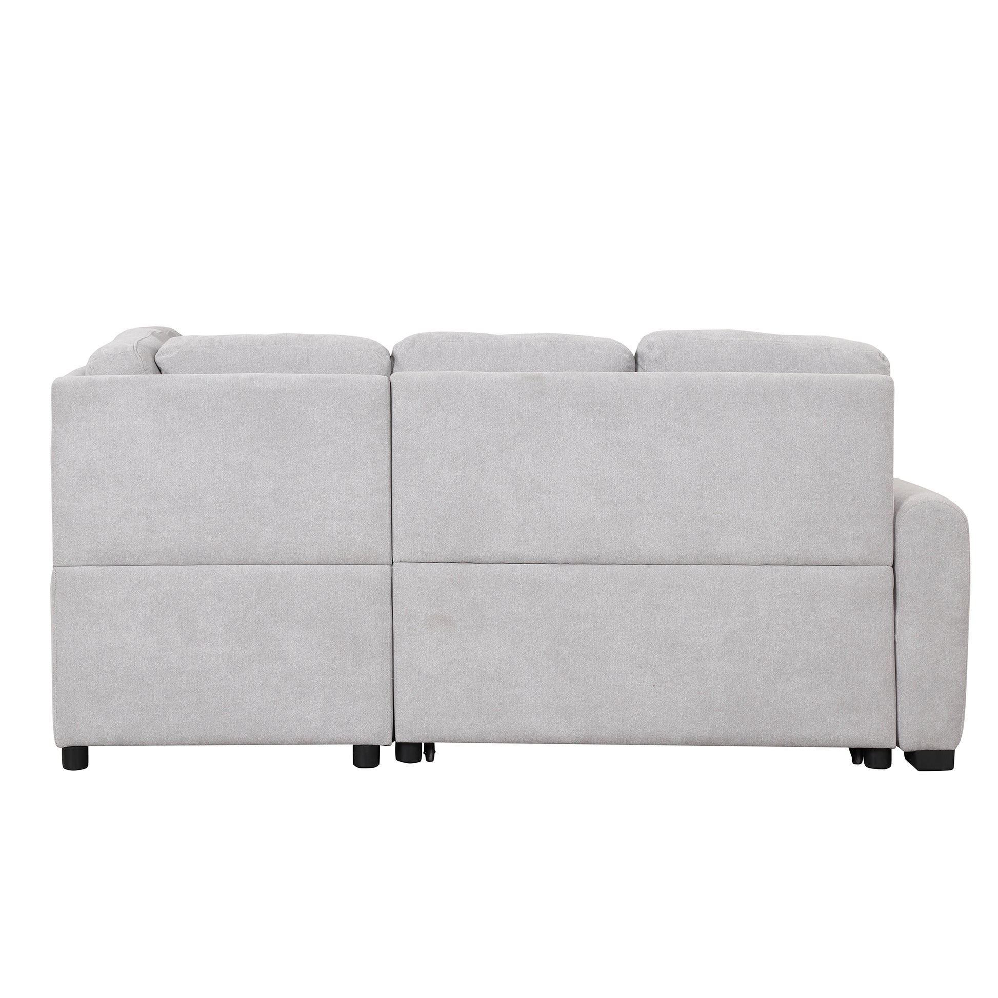 76.7"Sectional Sleeper Sofa With Usb Charging Port And Plug Outlet,Pull Out Sofa Bed With 3 Pillows, L Shape Chaise For Living Room Small Apartment,Grey Grey Foam Velvet 3 Seat