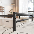 Queen Size Platform Bed Frame With Rustic Vintage Wood Headboard, Strong Metal Slats Support Mattress Foundation, No Box Spring Needed Rustic Brown Box Spring Not Required Queen Black Metal Brown Bedroom Bed Frame Metal & Wood