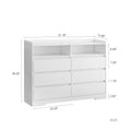 6 Drawer Dresser, White Dresser For Bedroom With Led Lights, Modern Dressers & Chests Of Drawers With Sturdy Frame For Living Room, Entryway, Hallway White Mdf