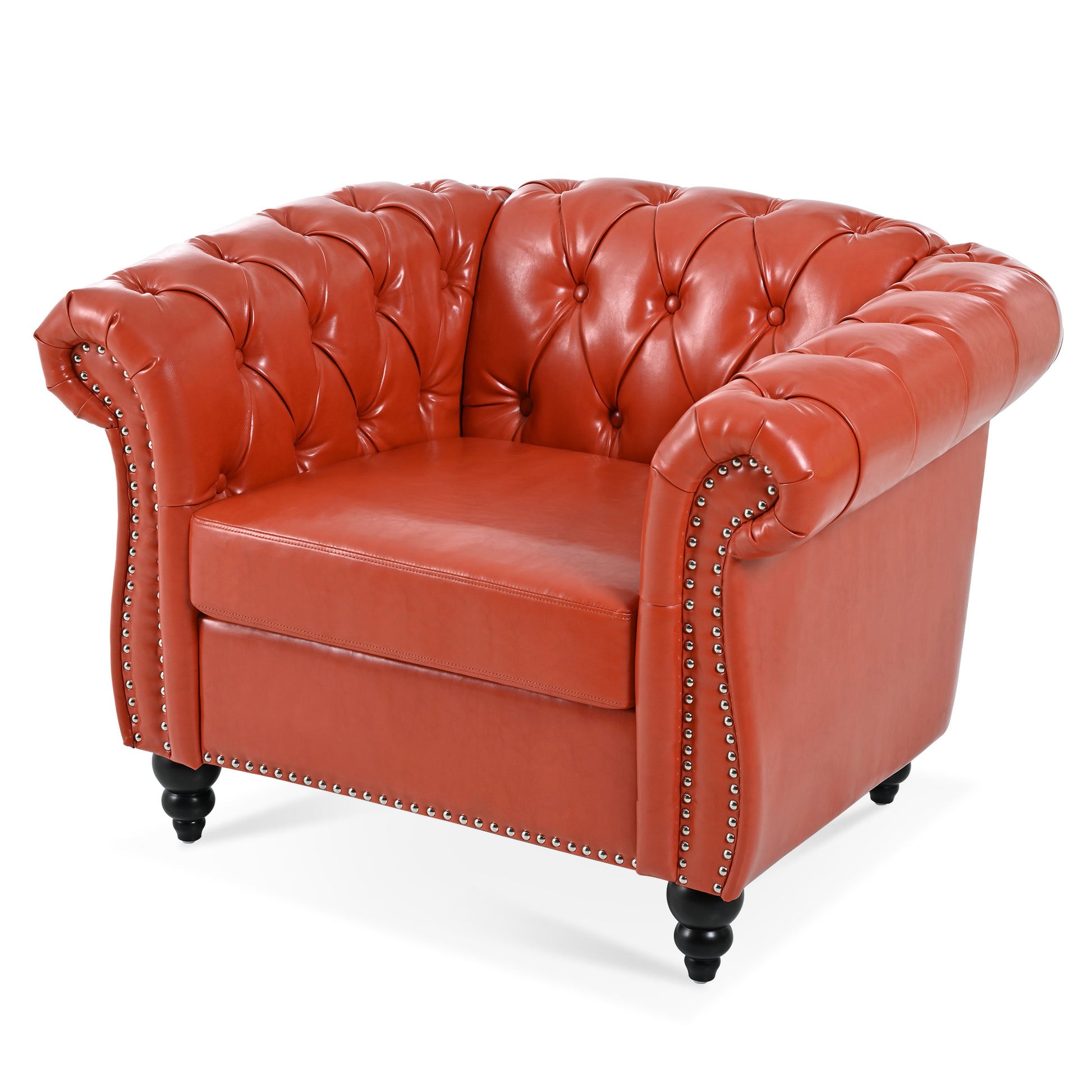 1 Seater Sofa For Living Room Orange Pu