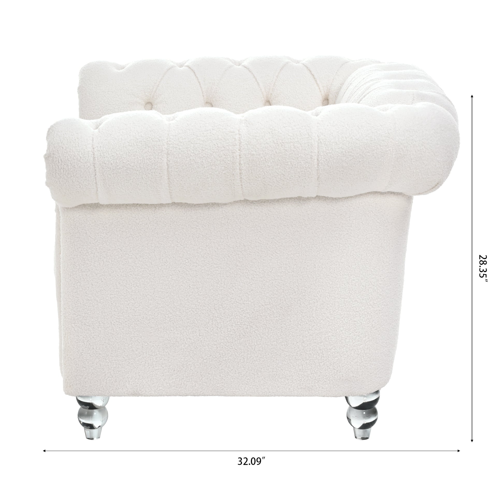 1 Seater Sofa For Living Room White Polyester