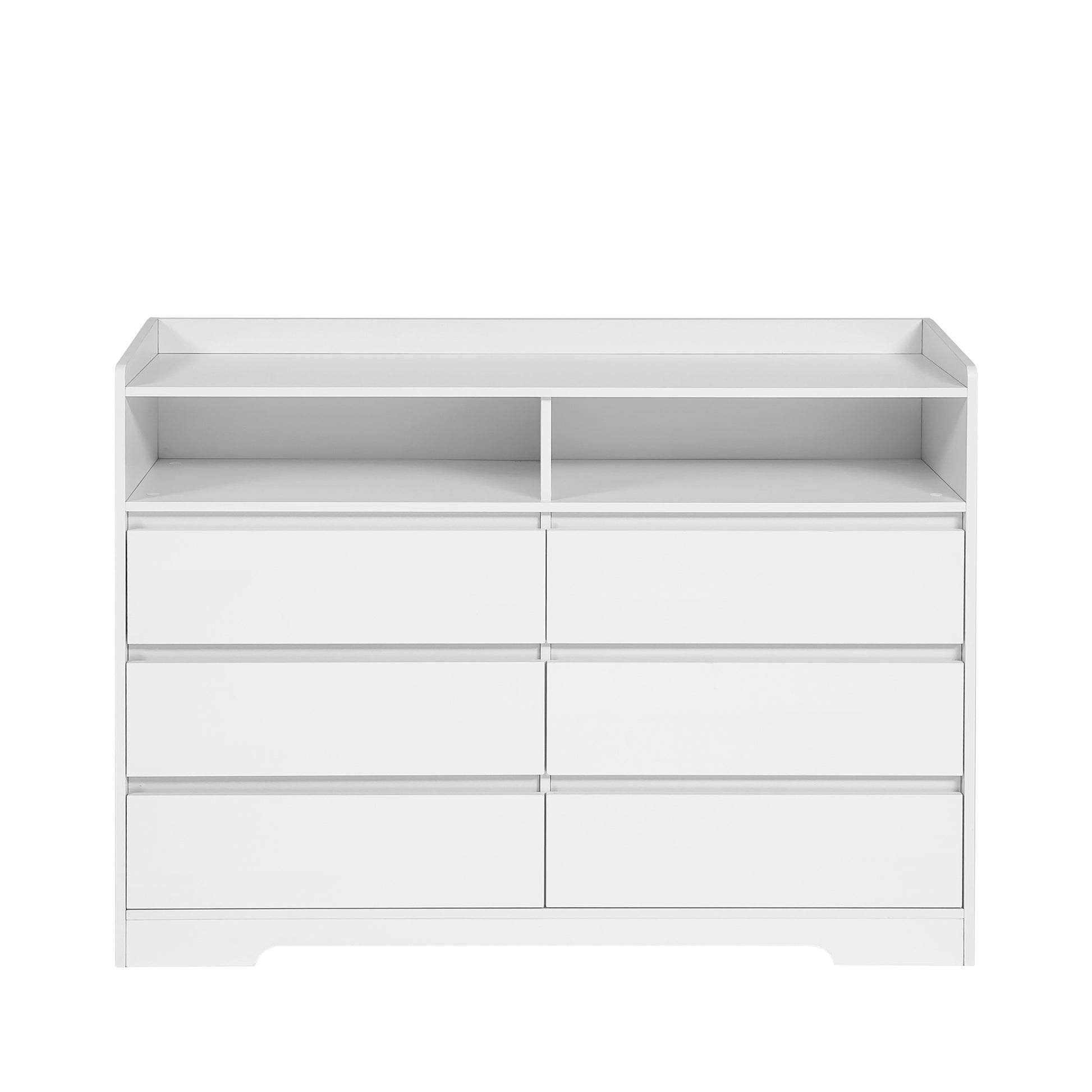 6 Drawer Dresser, White Dresser For Bedroom With Led Lights, Modern Dressers & Chests Of Drawers With Sturdy Frame For Living Room, Entryway, Hallway White Mdf