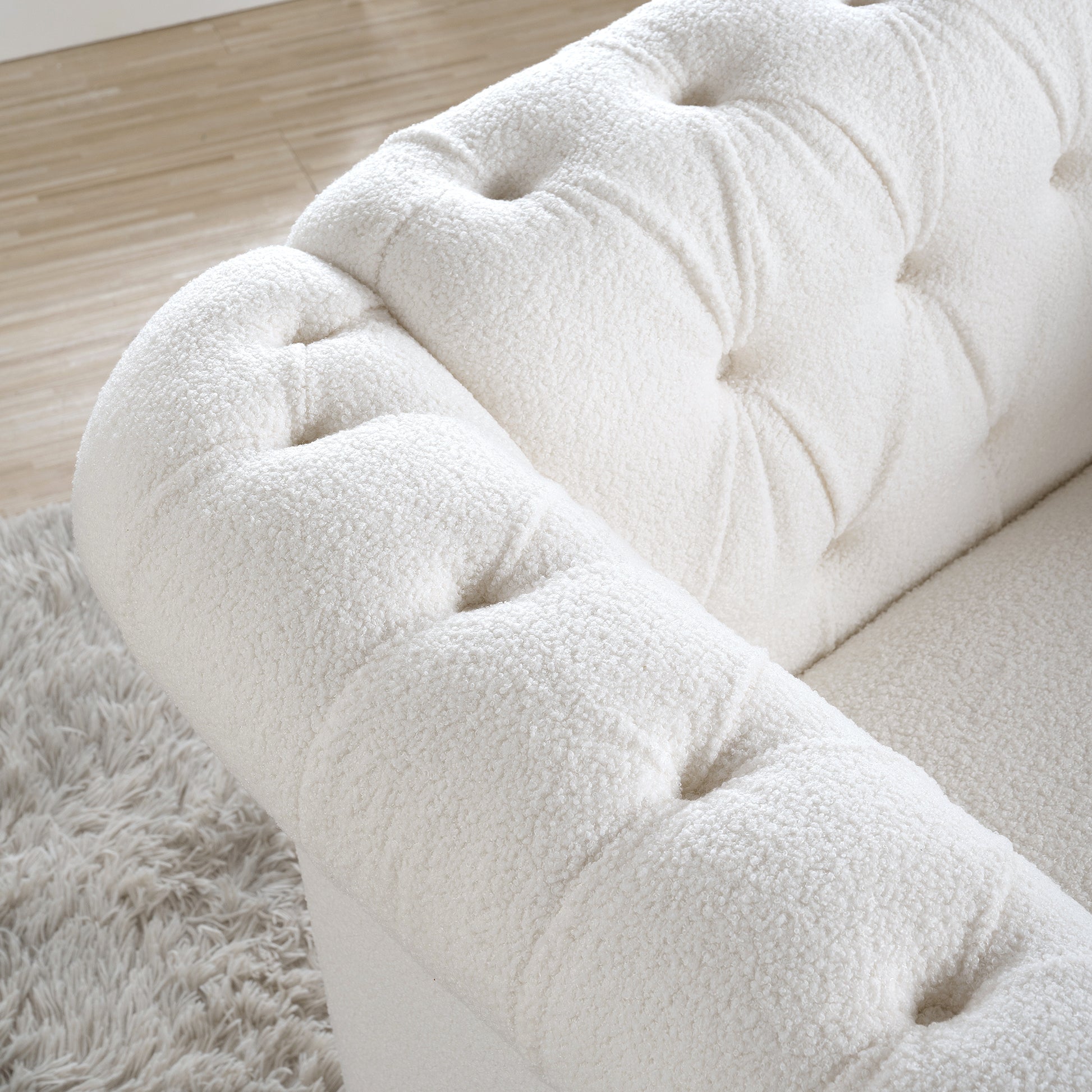 1 Seater Sofa For Living Room White Polyester
