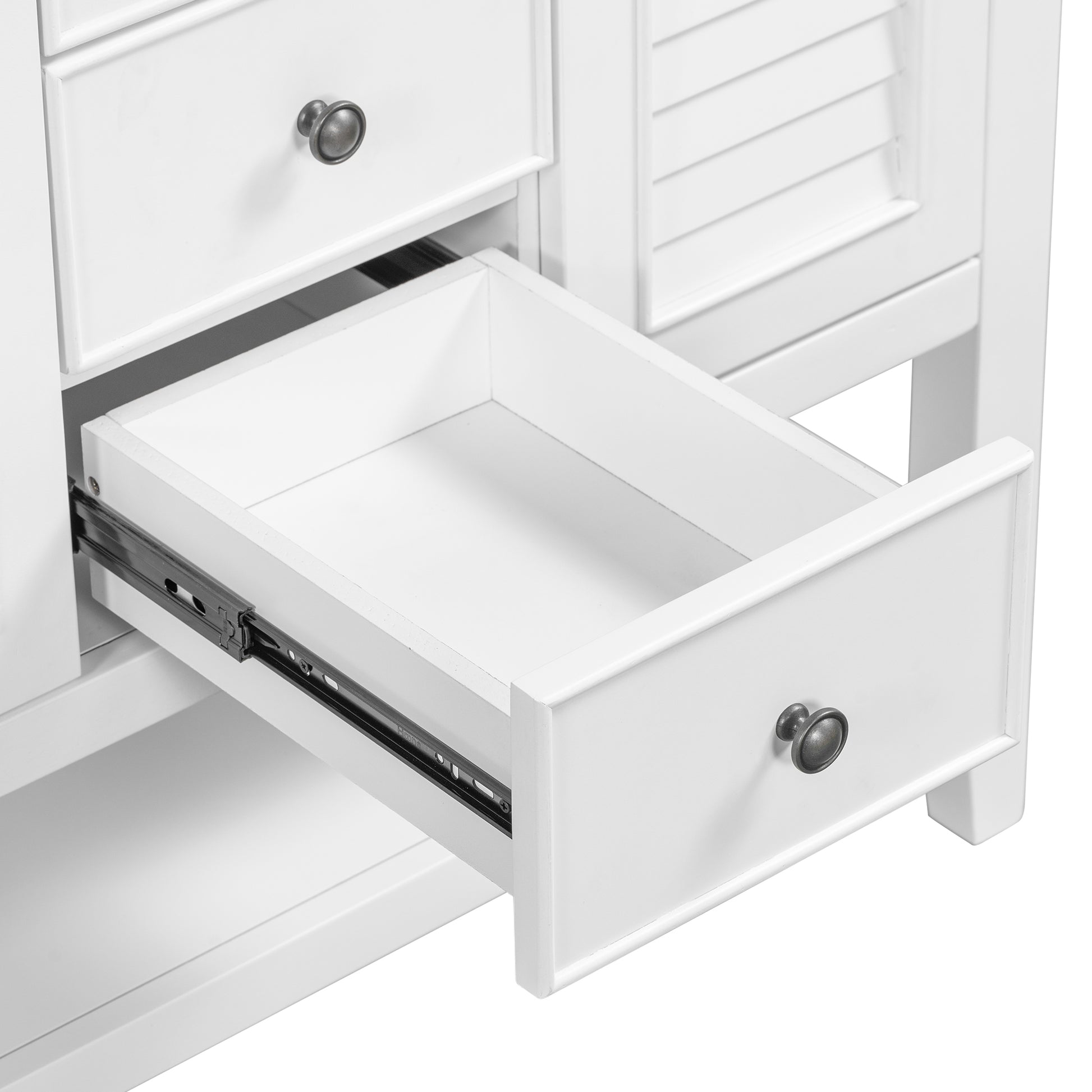 36" Bathroom Vanity With Ceramic Basin, Two Cabinets And Drawers, Open Shelf, Solid Wood Frame, White Old Sku: Sy999101Aak White Solid Wood Mdf