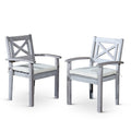 Dining Chairs Set Of 2 Silver Grey Solid Wood