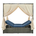 Adjustable Sun Bed With Curtain,High Comfort,With 3 Colors Blue Hdpe