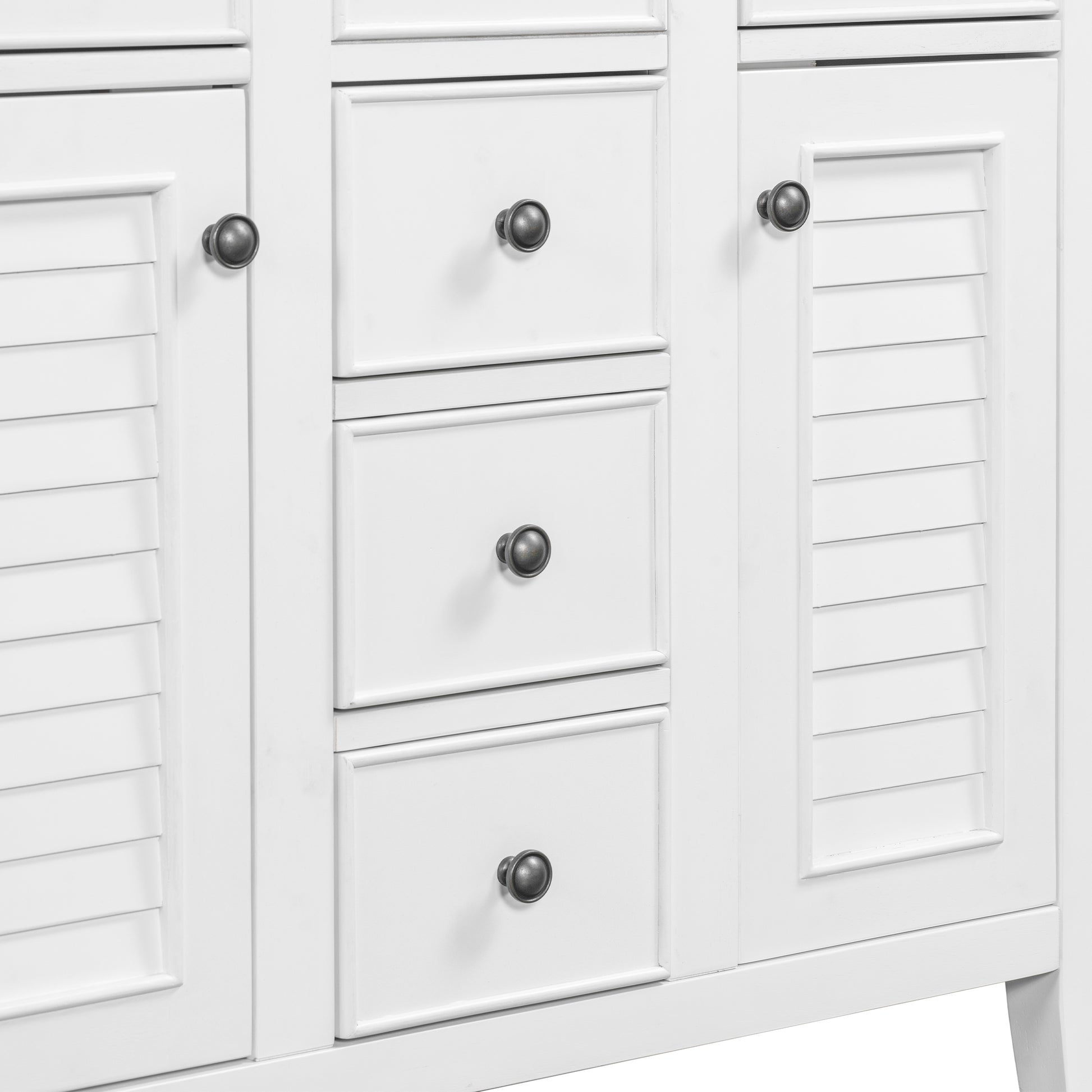 36" Bathroom Vanity With Ceramic Basin, Two Cabinets And Five Drawers, Solid Wood Frame, White Old Sku: Sy999202Aak 1 White Solid Wood Mdf