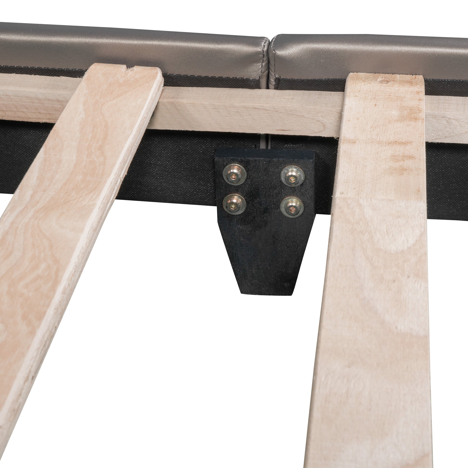 Full Size Upholstered Leather Platform Bed With Rabbit Ornament, Gray Gray Pu Leather