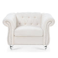 1 Seater Sofa For Living Room White Polyester