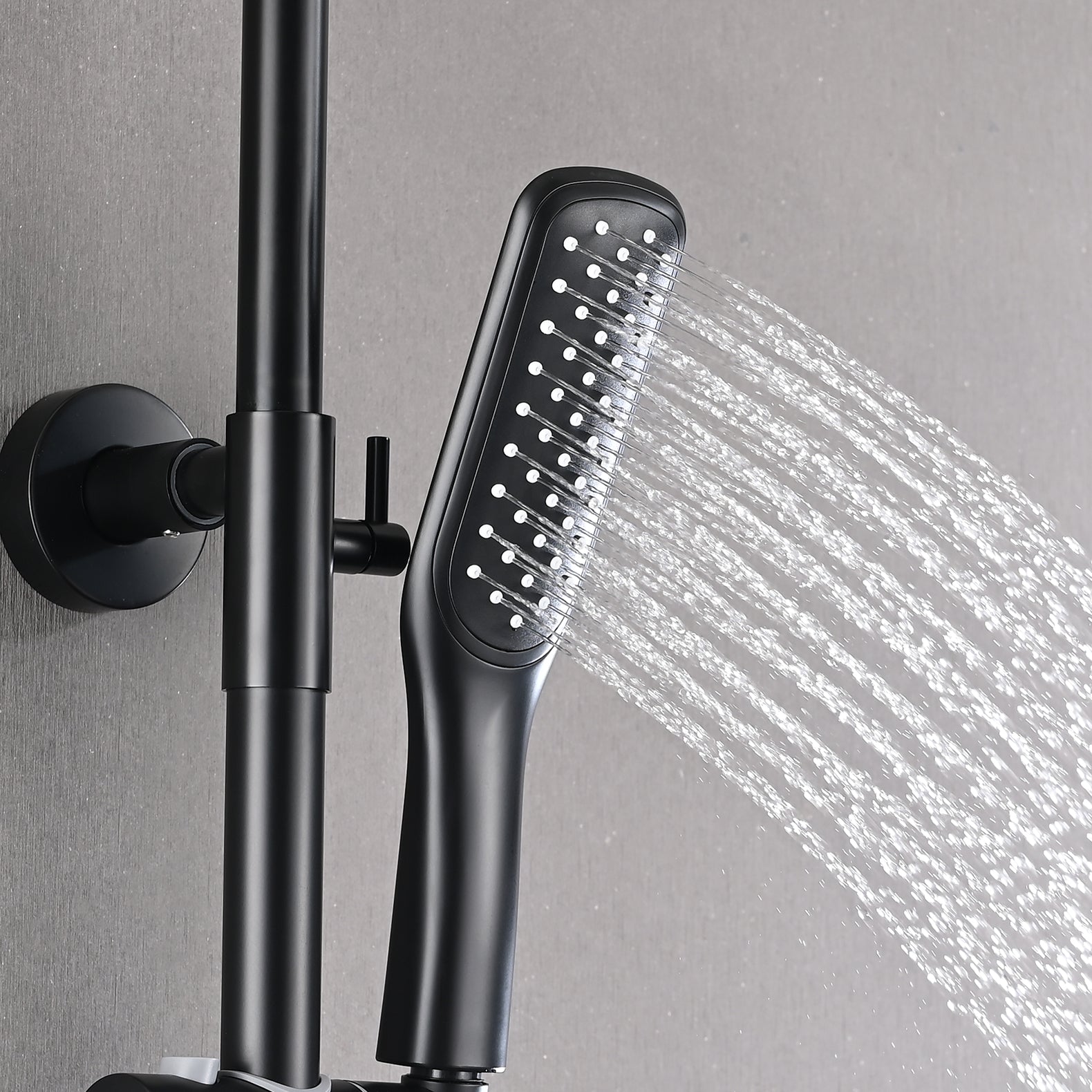 Constant Temperature Wall Mounted Shower Combo Set With Shower Head And Hand Shower Matte Black Brass