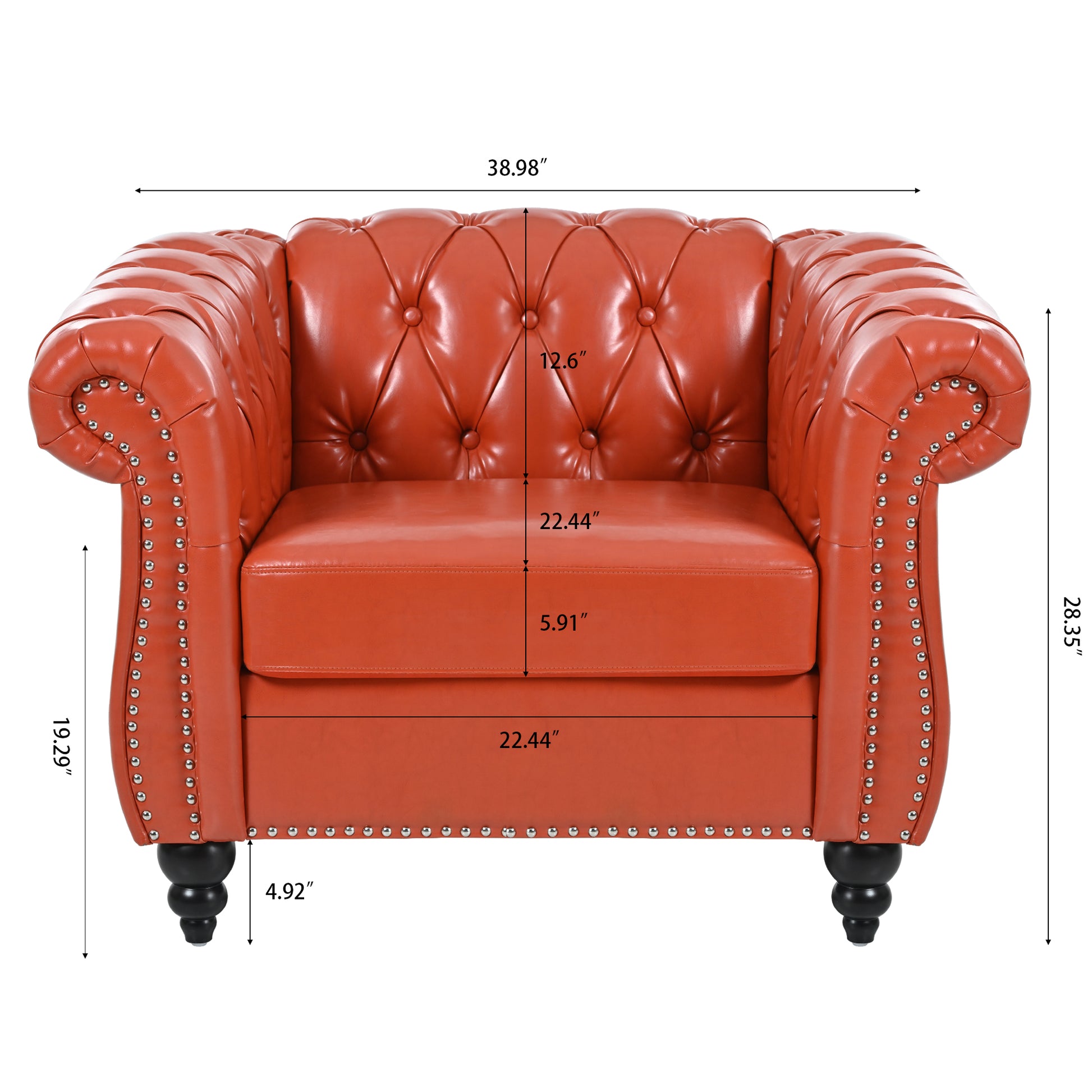 1 Seater Sofa For Living Room Orange Pu