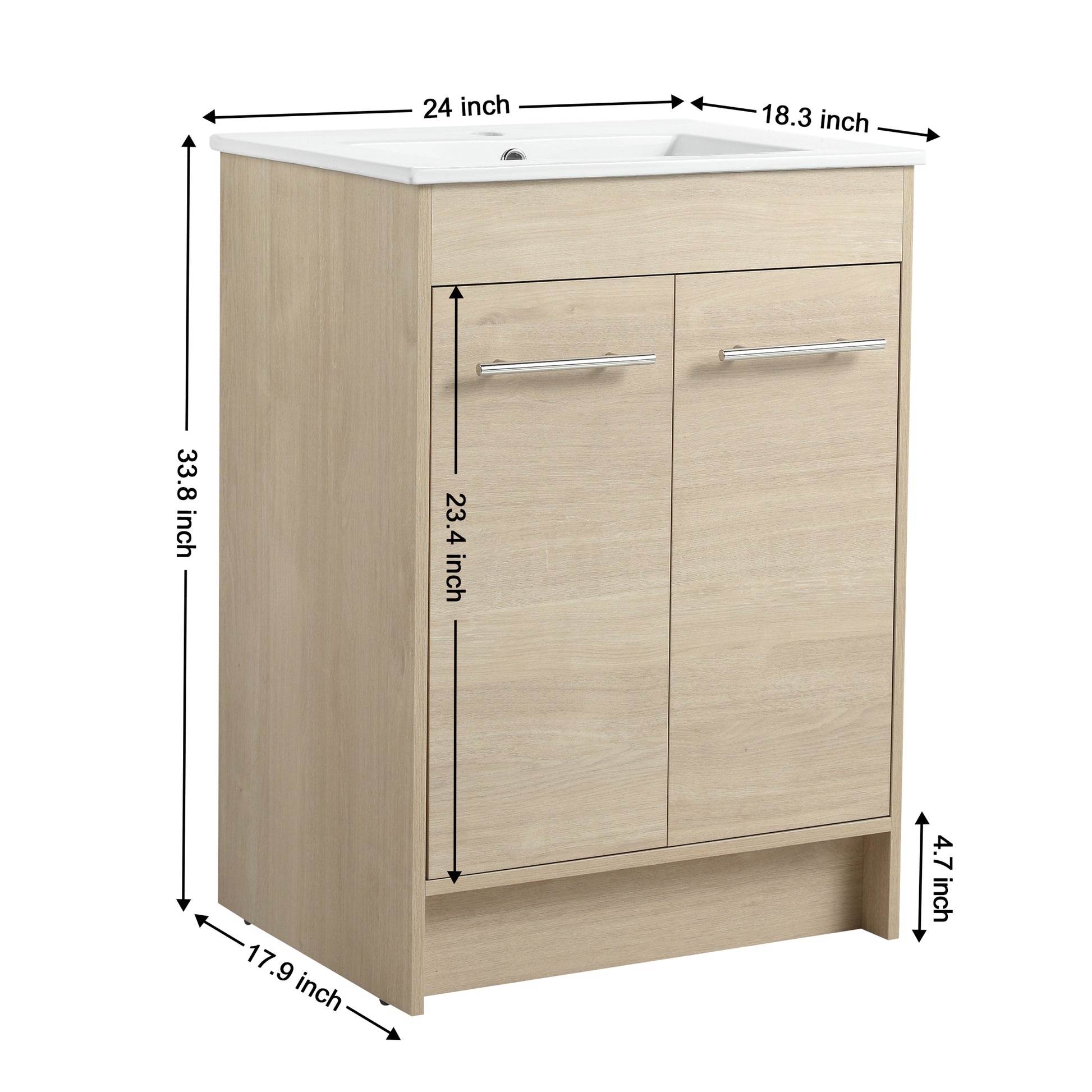 24 Inch Bathroom Cabinet With Sink,Soft Close