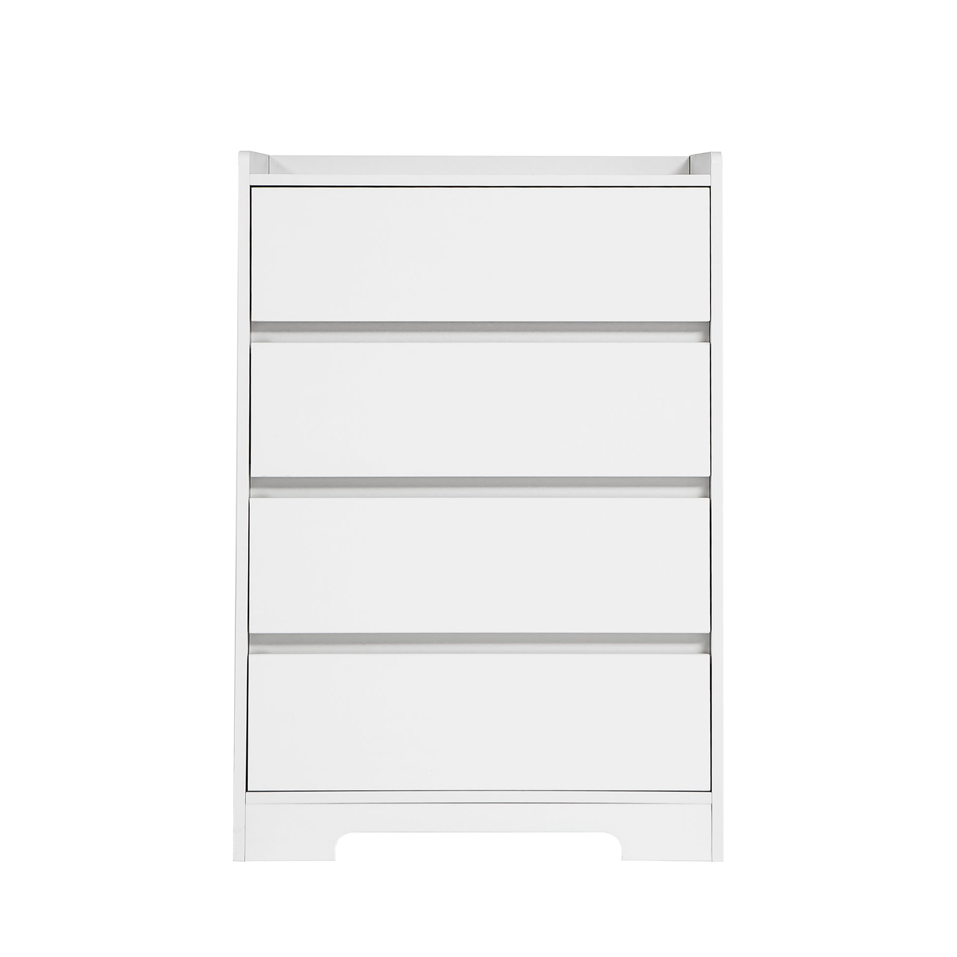 4 Drawer Dresser, Chest Of Drawers Without Handle, White Dresser For Bedroom 100% Waterproof, Modern Wooden Cabinet With Sturdy Frame For Living Room, Entryway, Bedroom, Hallway, Office White Mdf