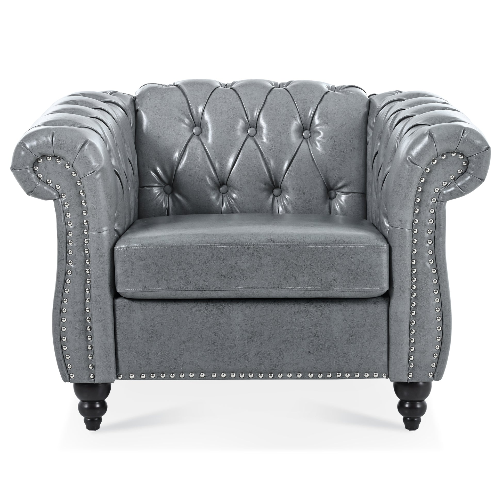 1 Seater Sofa For Living Room Gray Pu
