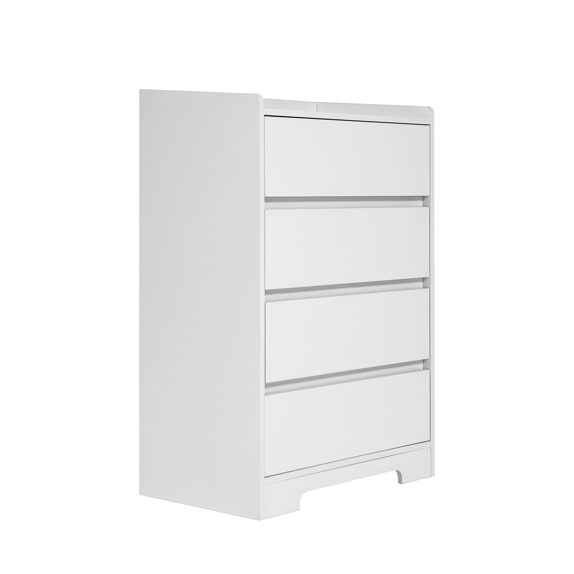 4 Drawer Dresser, Chest Of Drawers Without Handle, White Dresser For Bedroom 100% Waterproof, Modern Wooden Cabinet With Sturdy Frame For Living Room, Entryway, Bedroom, Hallway, Office White Mdf