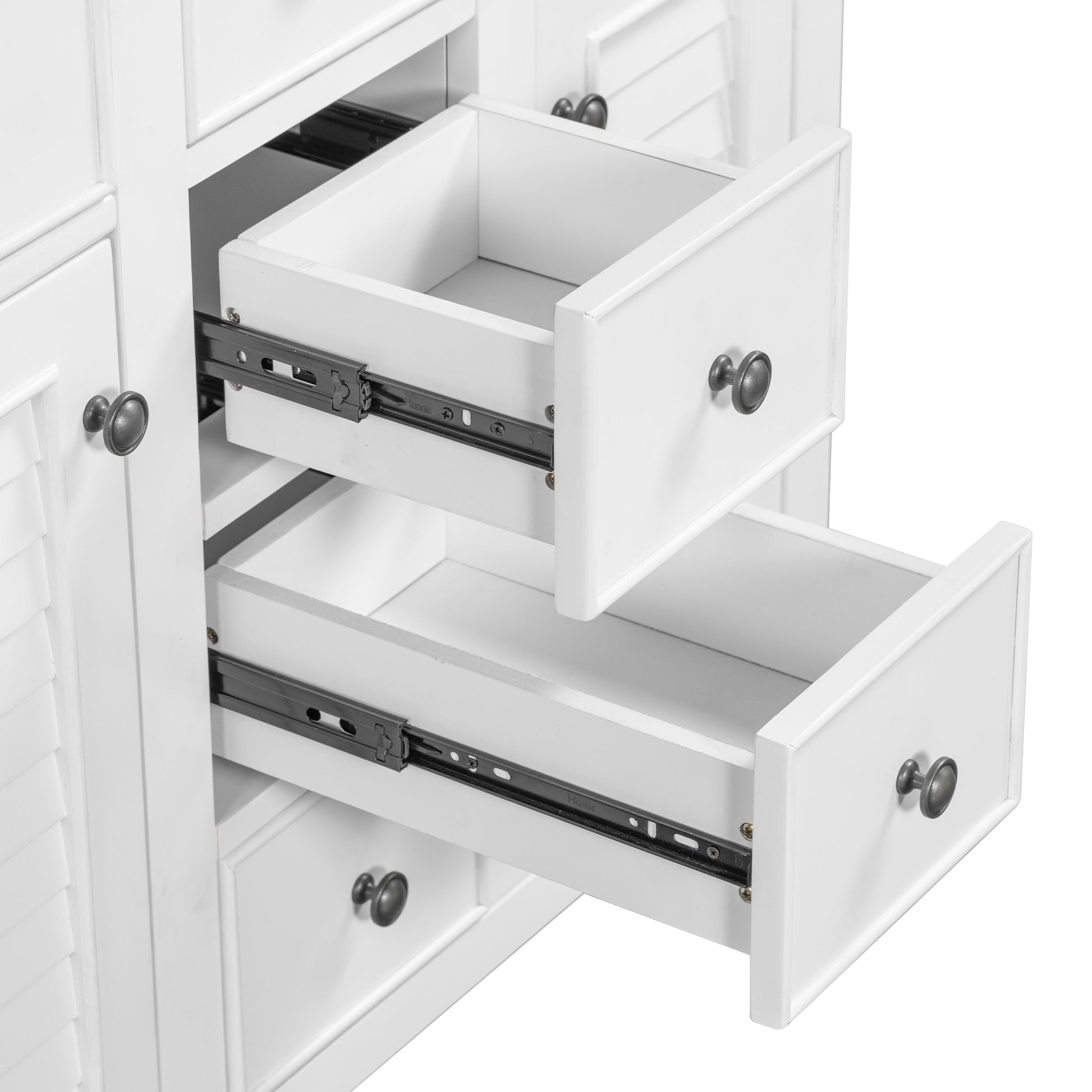 36" Bathroom Vanity With Ceramic Basin, Two Cabinets And Five Drawers, Solid Wood Frame, White Old Sku: Sy999202Aak 1 White Solid Wood Mdf