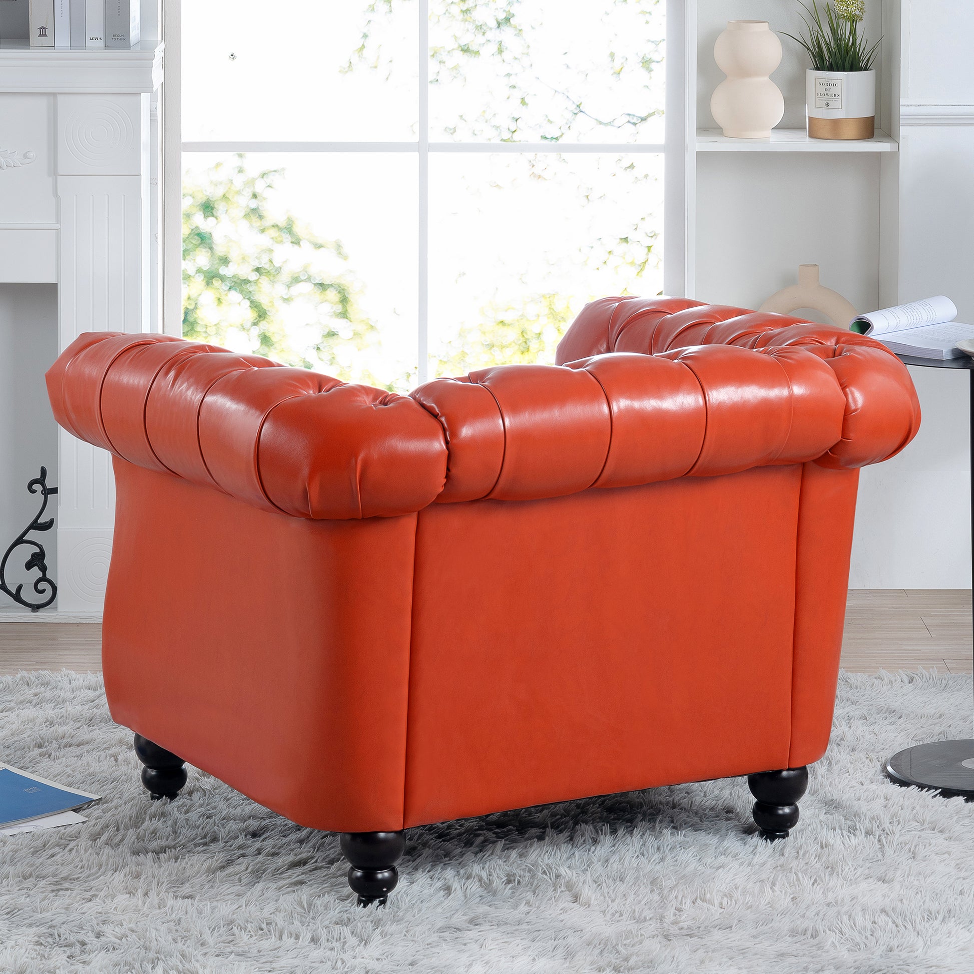 1 Seater Sofa For Living Room Orange Pu