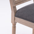 French Style Solid Wood Frame Linen Fabric Square Back Dining Chair,Set Of 2,Grey Gray Foam Solid Wood