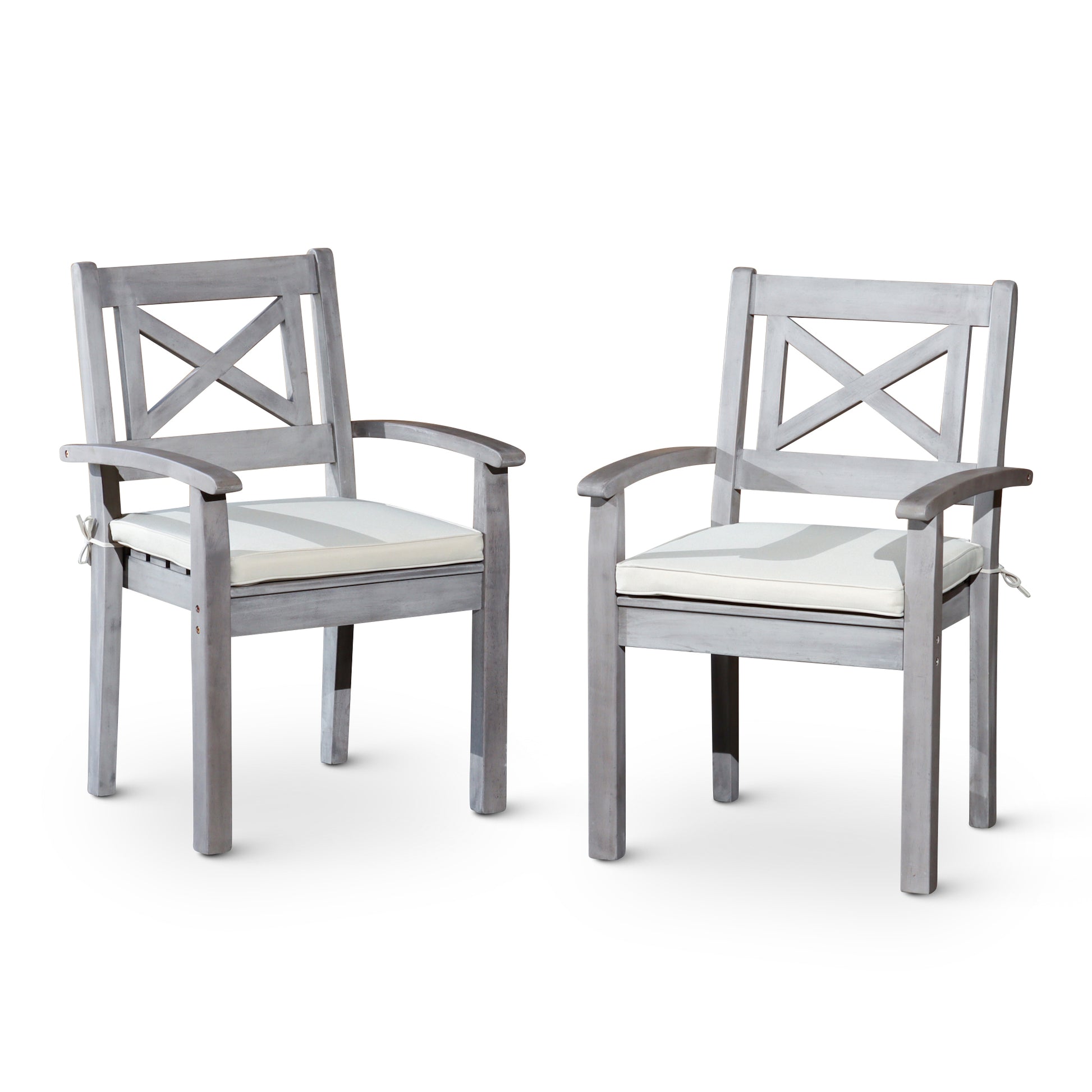 Dining Chairs Set Of 2 Silver Grey Solid Wood