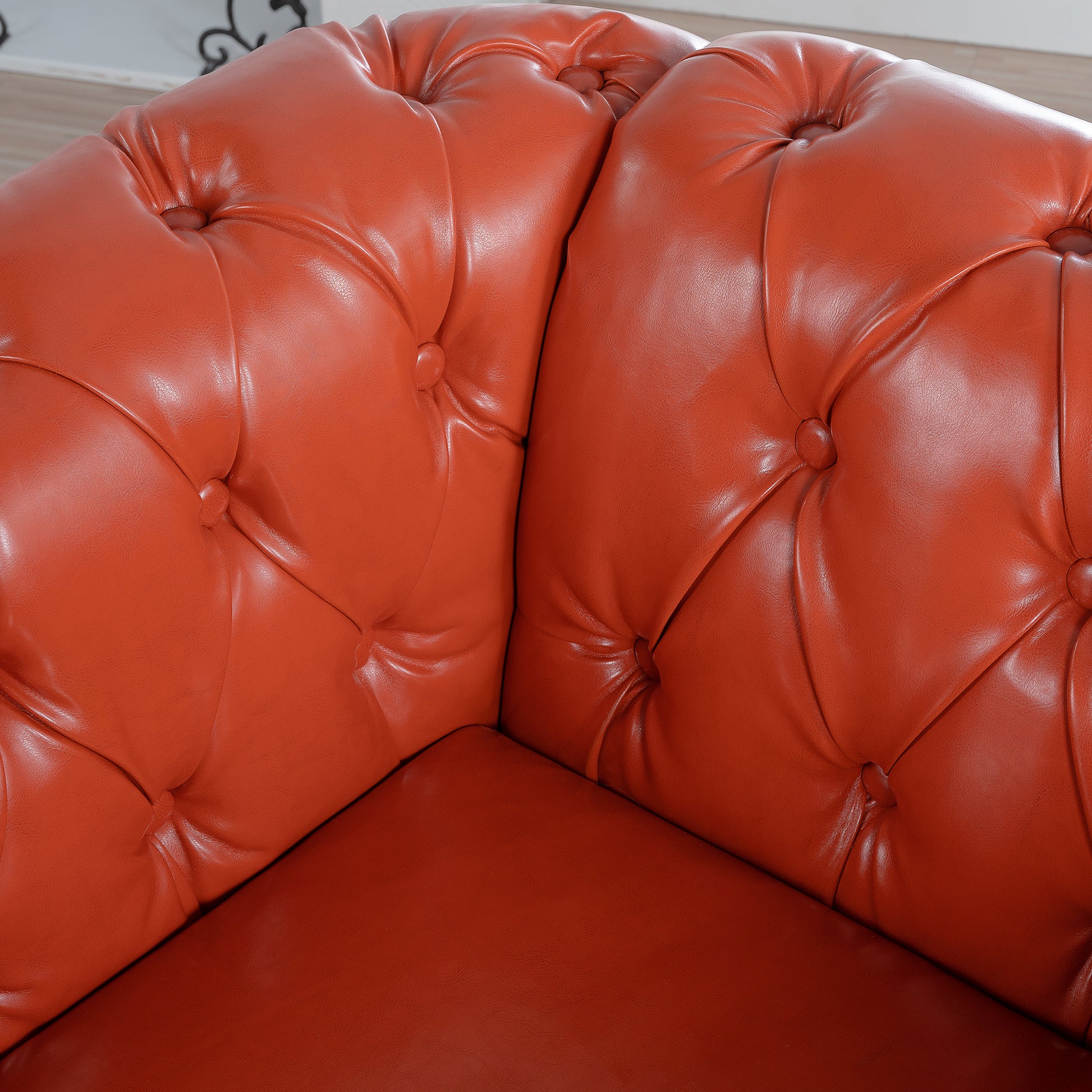 1 Seater Sofa For Living Room Orange Pu