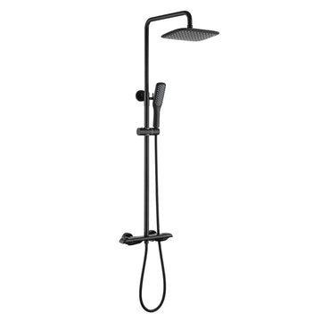 Constant Temperature Wall Mounted Shower Combo Set With Shower Head And Hand Shower Matte Black Brass