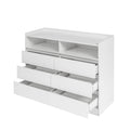 6 Drawer Dresser, White Dresser For Bedroom With Led Lights, Modern Dressers & Chests Of Drawers With Sturdy Frame For Living Room, Entryway, Hallway White Mdf