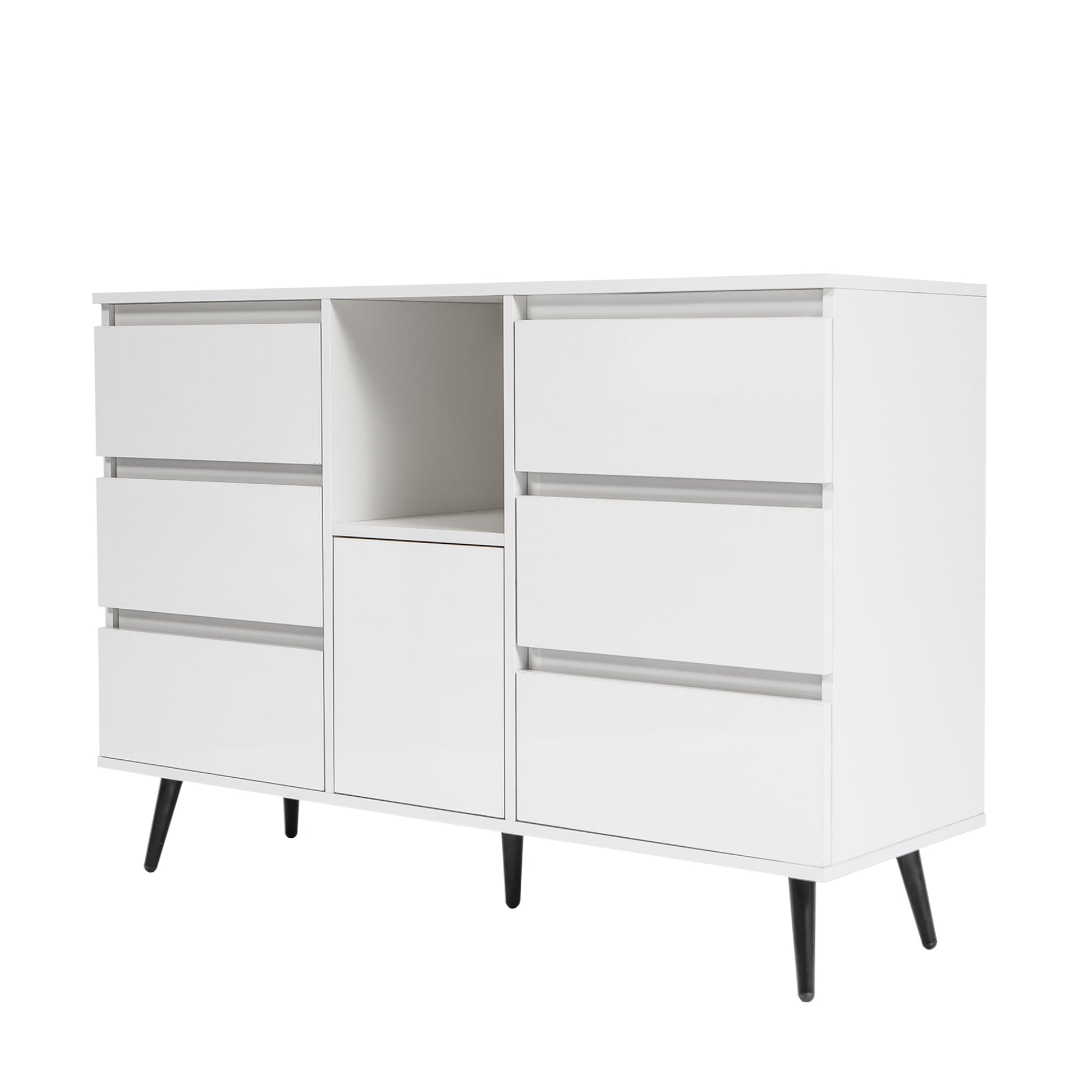 Living Room Sideboard Storage Cabinet White High Gloss With Led Light, Modern Kitchen Unit Cupboard Buffet Wooden Storage Display Cabinet White Mdf