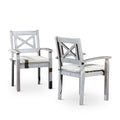 Dining Chairs Set Of 2 Silver Grey Solid Wood