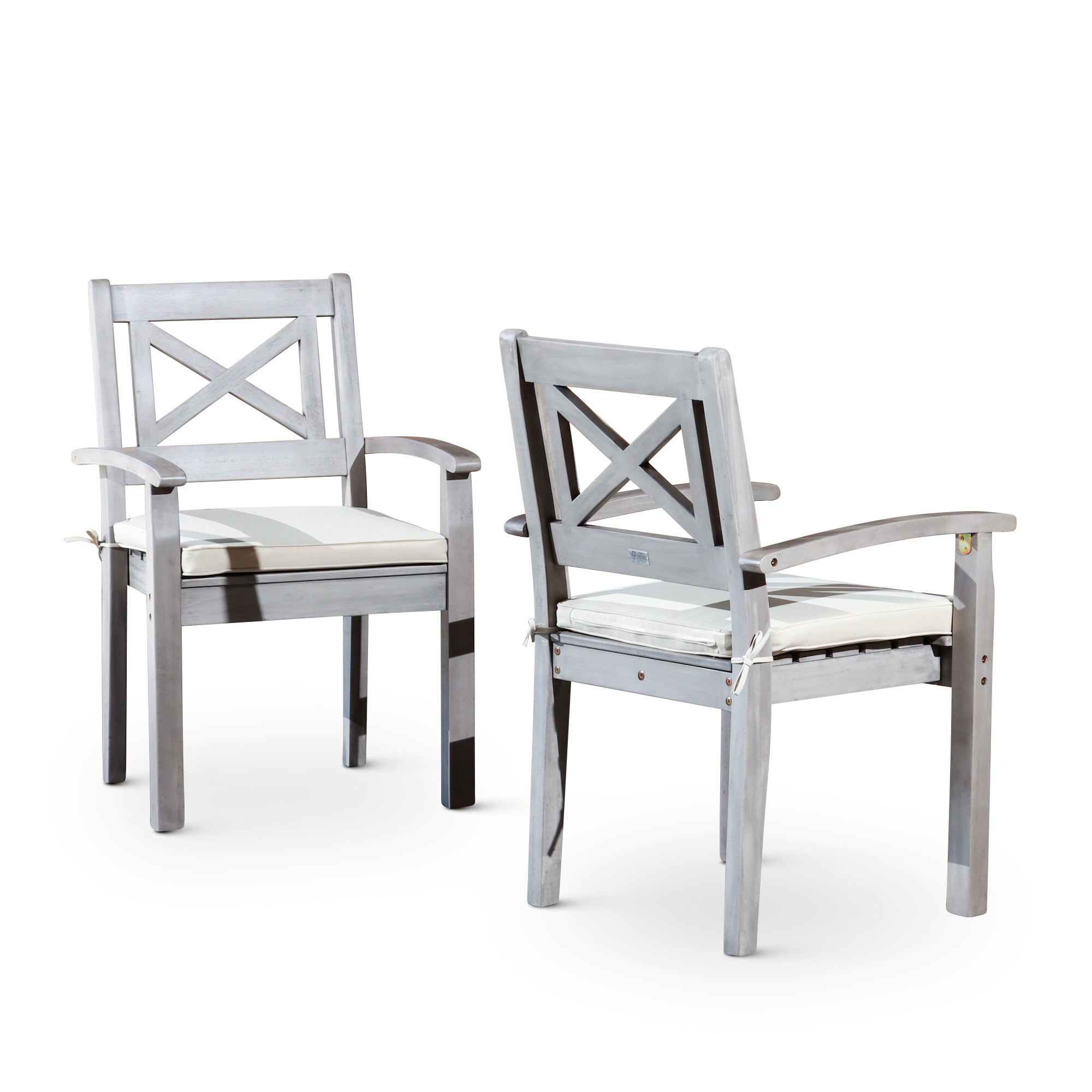 Dining Chairs Set of 2 silver+grey-solid wood