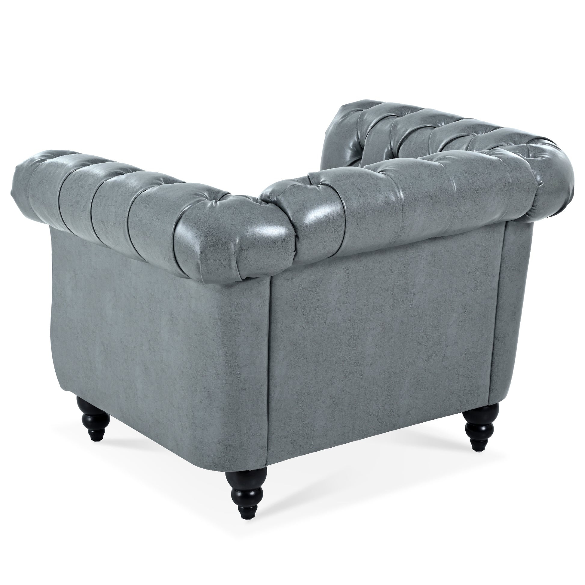 1 Seater Sofa For Living Room Gray Pu