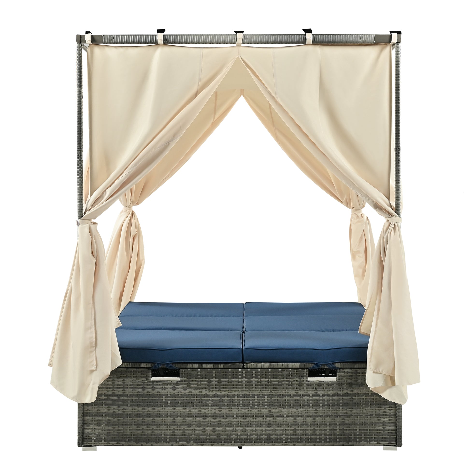 Adjustable Sun Bed With Curtain,High Comfort,With 3 Colors Blue Hdpe