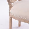 French Style Solid Wood Frame Linen Fabric Oval Back Dining Chair,Set Of 2,Cream Beige Foam Solid Wood