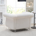 1 Seater Sofa For Living Room White Polyester