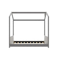 Twin Size Velvet House Bed Wood Bed, Gray Gray Velvet