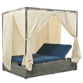 Adjustable Sun Bed With Curtain,High Comfort,With 3 Colors Blue Hdpe