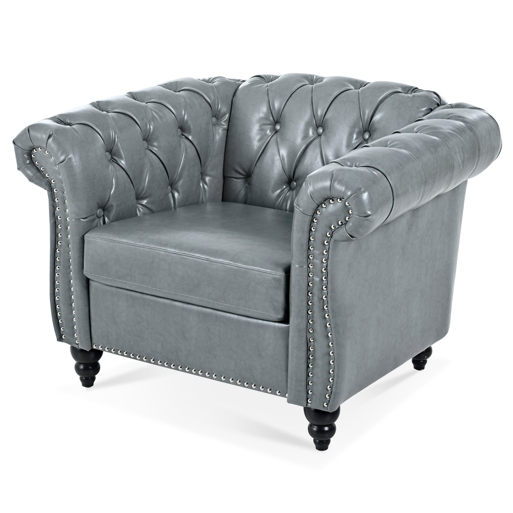 1 Seater Sofa For Living Room Gray Pu