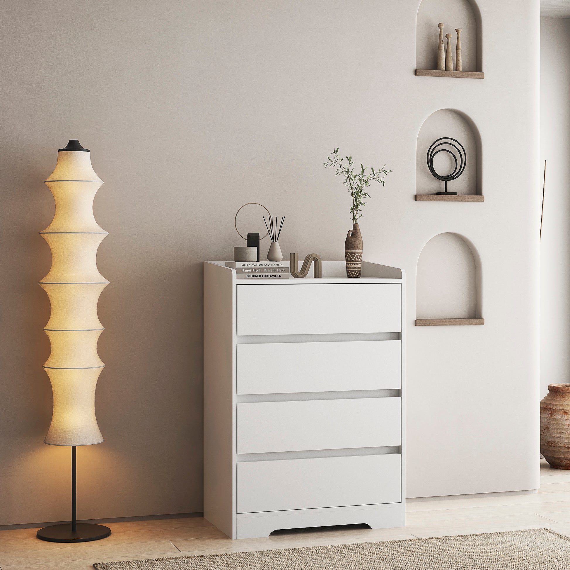 4 Drawer Dresser, Chest Of Drawers Without Handle, White Dresser For B 4 Drawer Dresser, Chest Of Drawers Without Handle, White Dresser For B