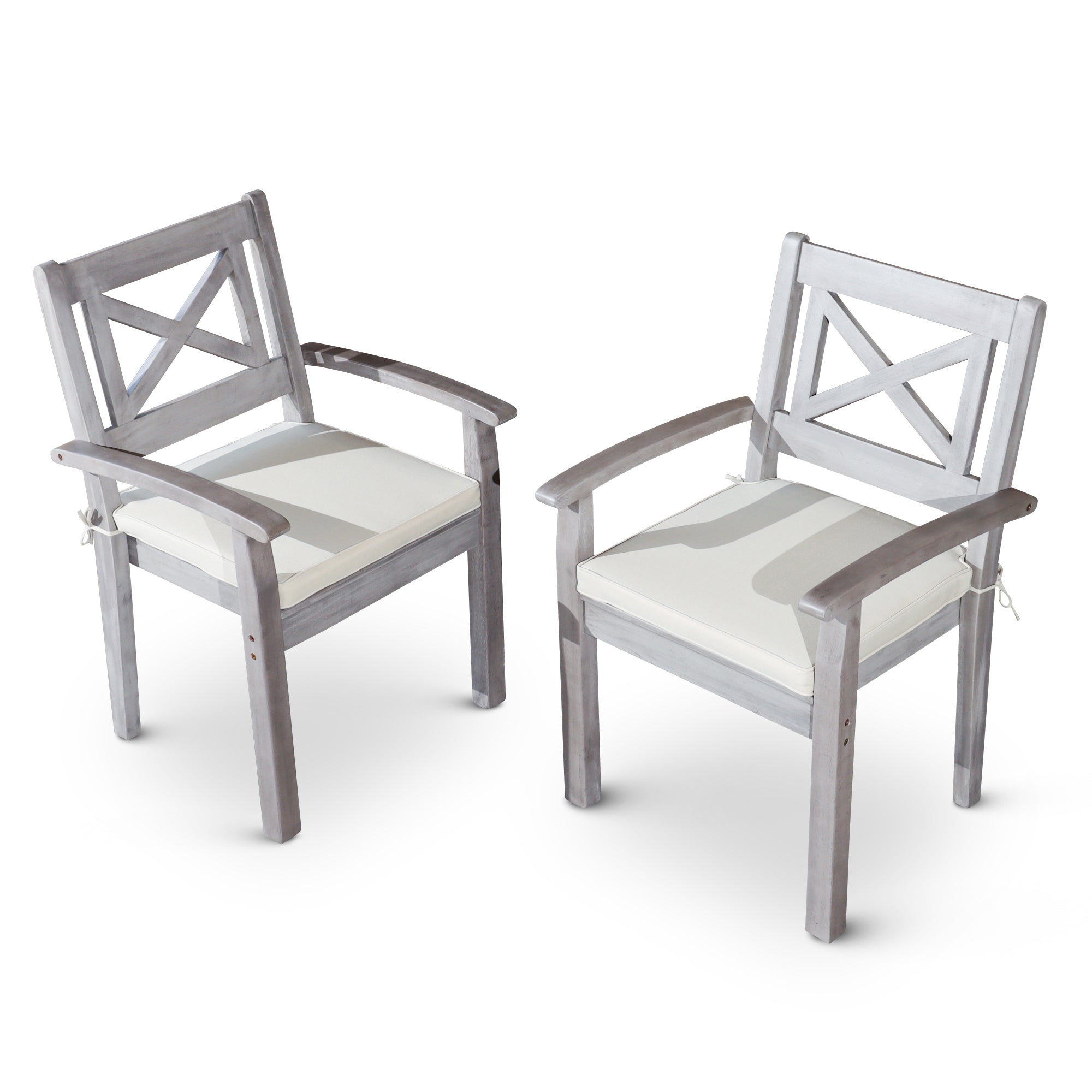 Dining Chairs Set of 2 silver+grey-solid wood