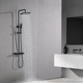 Constant Temperature Wall Mounted Shower Combo Set With Shower Head And Hand Shower Matte Black Brass