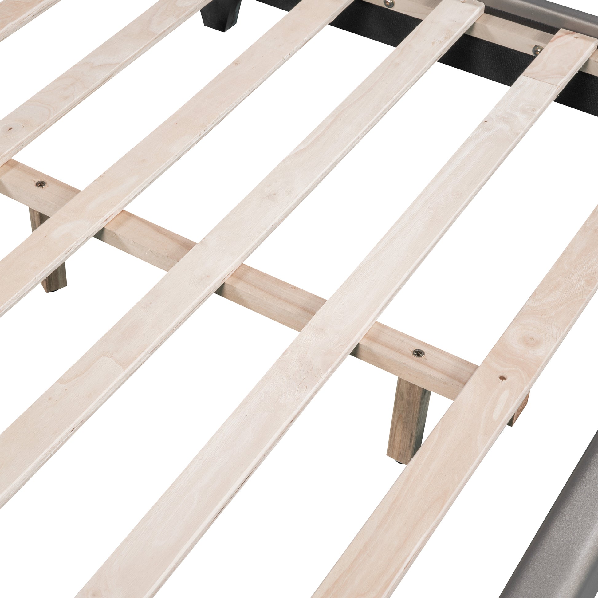 Full Size Upholstered Leather Platform Bed With Rabbit Ornament, Gray Gray Pu Leather