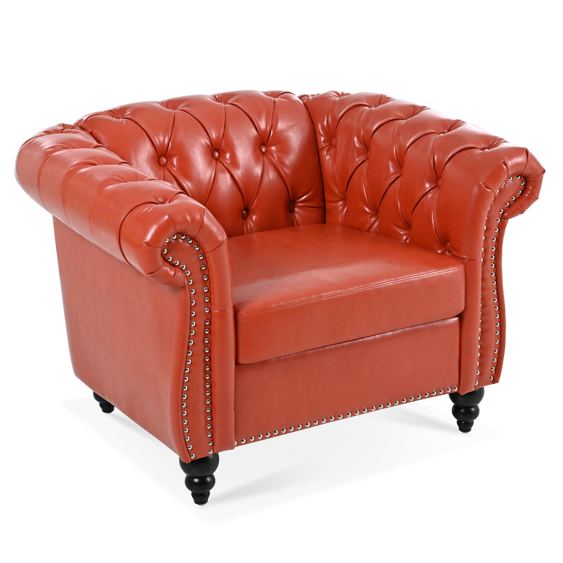 1 Seater Sofa For Living Room Orange Pu