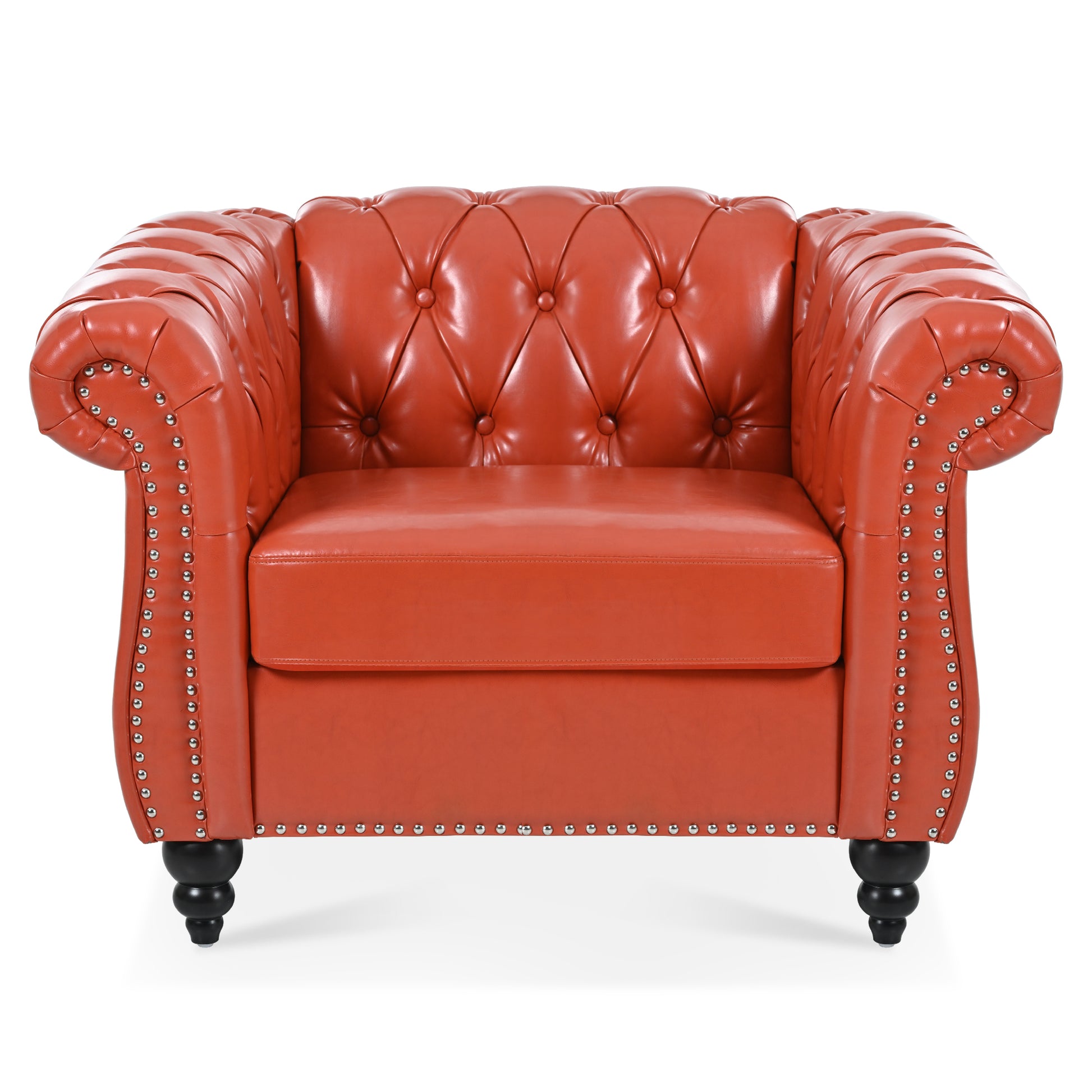 1 Seater Sofa For Living Room Orange Pu