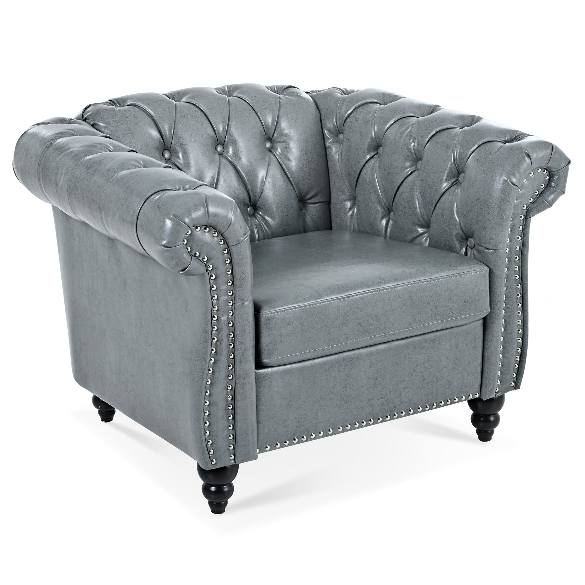 1 Seater Sofa For Living Room Gray Pu